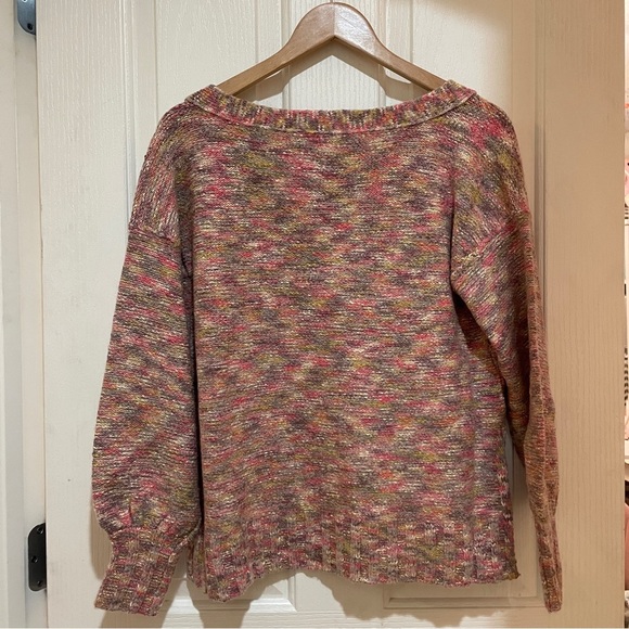Anthropologie Pilcro Deep-V Neck Sweater Oversized XXS ANTHRO New Space Dyed NWT - Picture 8 of 12